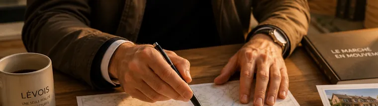 Des mains annotent au stylo une carte locale posée sur un bureau