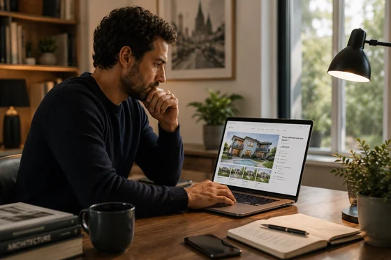 Un acheteur consulte une annonce immobilière sur son téléphone